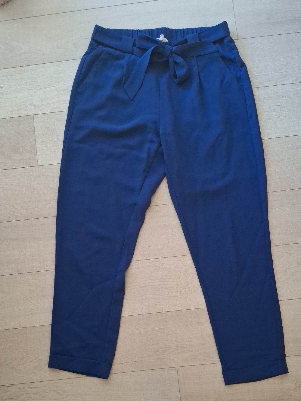 Classic Tie-Waist Navy Pants - French Fashion
